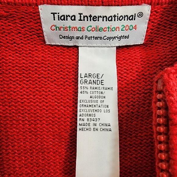 Tiara International snowman applique full zip sweater woman's size large - Picture 2 of 9